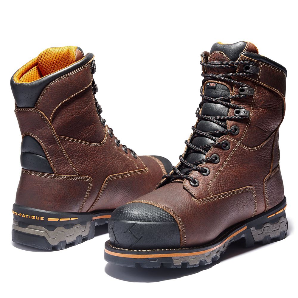 Bocanci De Muncă Timberland Barbati Maro/Negrii - Pro® Boondock 8\" Soft Toe - Romania - JICYLE184